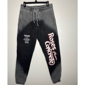CIVILREGIME Mens Roses from Concrete Black and Gray Thick Grunge Sweat Pants S